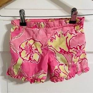 Lilly Pulitzer Little Callahan Ruffle Shorts in Hotty Pink Day Lily Print